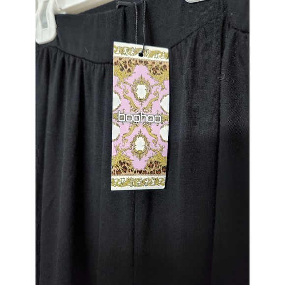 Boohoo Womens Size 12 Basic Jersey Midaxi High Waisted Pants Black Soft - Picture 3 of 8